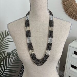 🪴$5/25🪴 Multi Strand Metallic Gray Silver Beaded Long Necklace